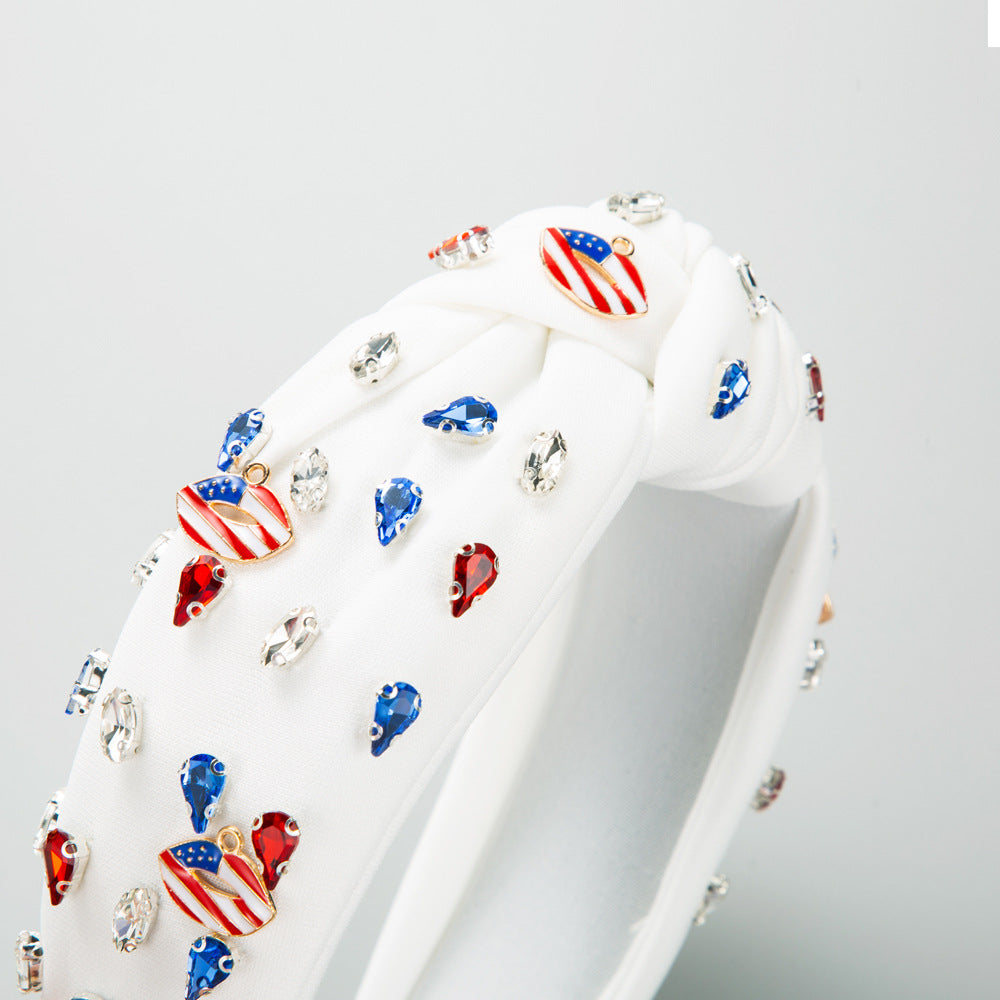 Wholesale Independence Day Wide Edge Knotted Fabric Headband